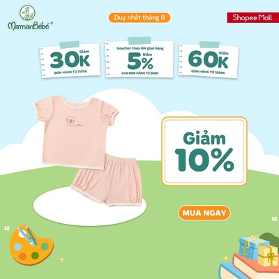Bộ cộc tay Mềm Mịn by La Pomme kẹo bông ngọt ngào - Sợi Petit Soyeu thoáng mát – Bé gái - 6M - 5Y