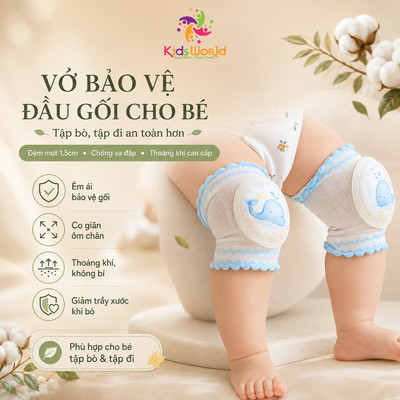 Tất Tập Bò, Vớ Tập Bò phong cách hàn KidsWorld giúp bảo vệ đầu gối bé không bị đau khi bò