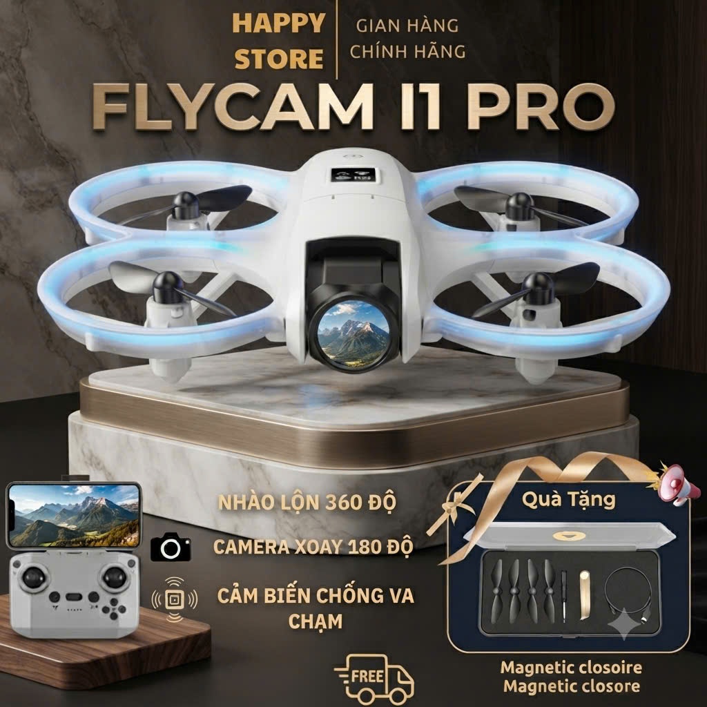 FLycam I1 Pro, Khung bảo vệ, Flycam nhỏ gọn dễ điều khiển, cảm biến chống va chạm, Flycam giá rẻ