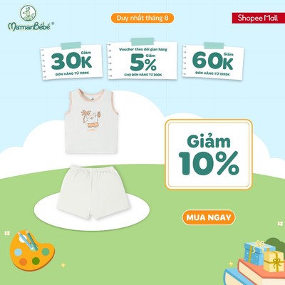 Bộ sát nách Mềm Mịn by La Pomme kỳ nghỉ hè vui nhộn - Sợi Petit Soyeu thoáng mát – Bé trai/gái - Size 6M-3Y
