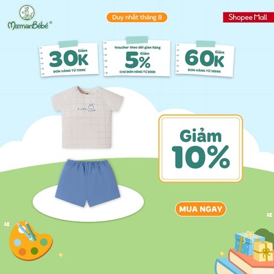Bộ cộc tay Mềm Mịn by La Pomme vải phối họa tiết cá tính -  Sợi Petit Soyeu thoáng mát - Bé trai/gái - 6M - 3Y