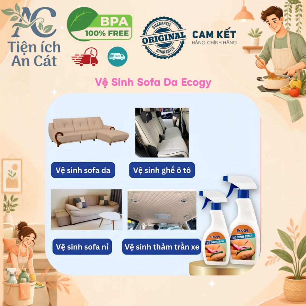 Dung dịch vệ sinh sofa da Ecogy làm sạch tẩy vết bẩn bảo dưỡng ghế da túi xách đa năng