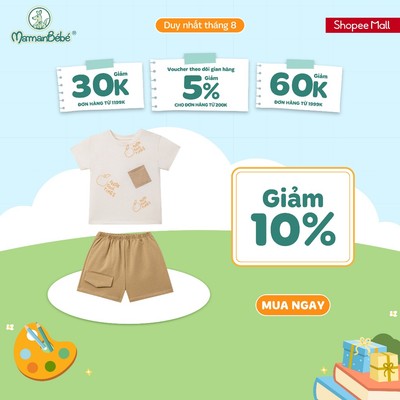 Bộ cộc tay La Pomme trái táo siêu ngầu -  Sợi Bamboo thoáng khí - Bé trai - 6M - 5Y
