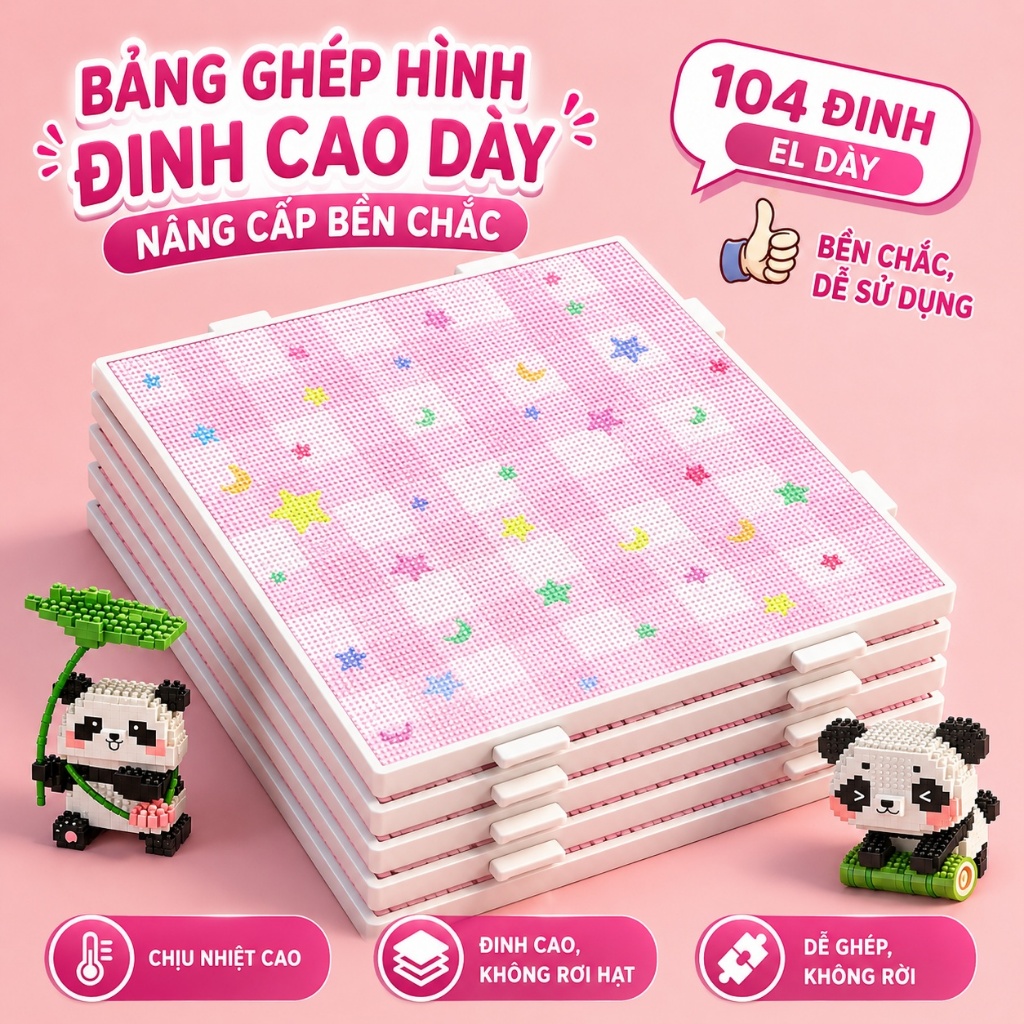 Bảng Ghép Hạt Ủi 52/78/104 Chốt Siêu Dày - Ghép Mở Rộng Không Giới Hạn, Chịu Nhiệt Cao, Pixel Art DIY Cực Đỉnh