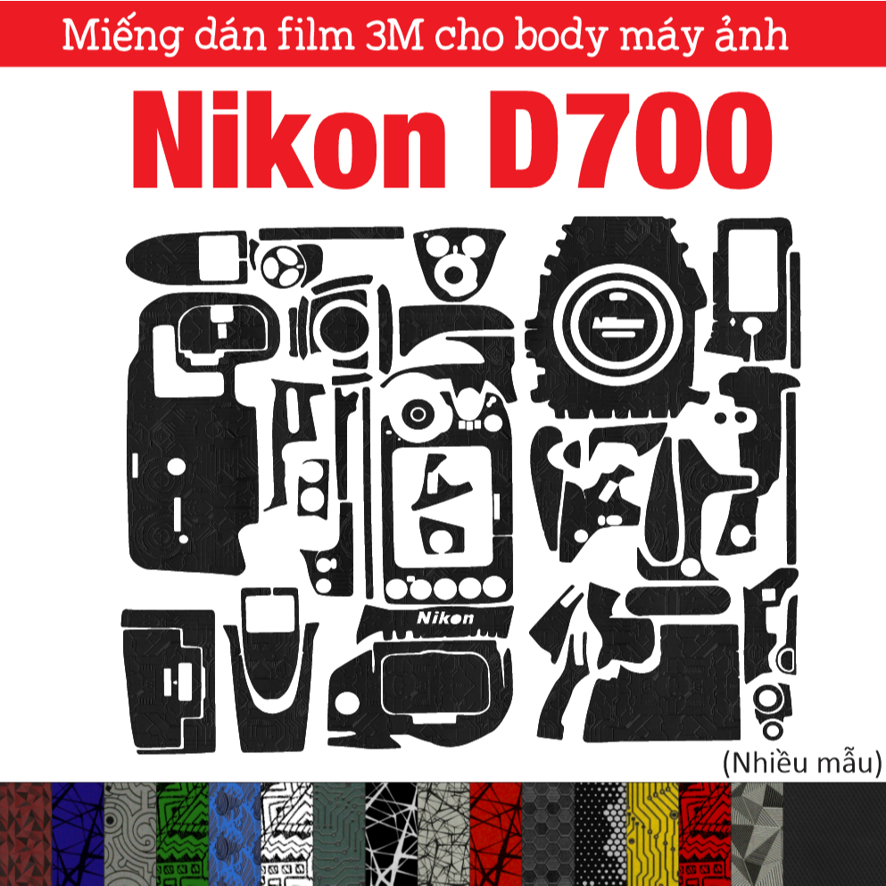 Skin 3M dán Nikon D700 (Nhiều mẫu) | Miếng film dán chống bám bẩn cho body máy Nikon D700