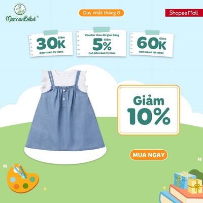 Đầm La Pomme bèo nhún tiểu thư ngọt ngào - Sợi Natural Cotton thoáng mát - Bé gái - 9M - 5Y