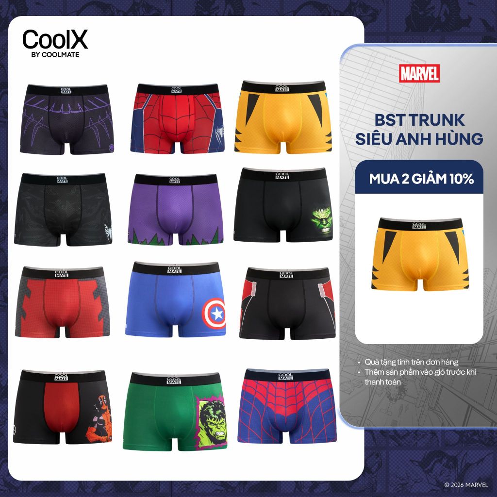 Quần Lót Nam Trunk in nhân vật Siêu Anh Hùng- CoolX by Coolmate