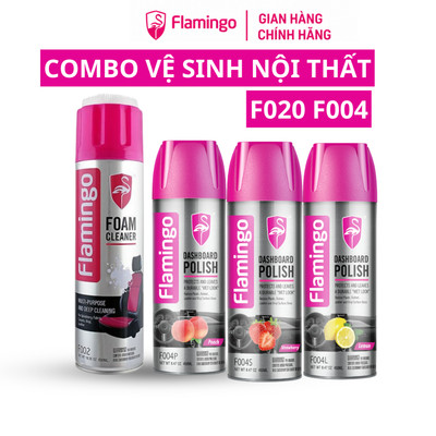Combo 1 chai vệ sinh nội thất oto ghế da ô tô Flamingo F002 và 1 chai dưỡng ghế da mùi hoa quả F004