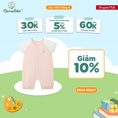 Body cộc tay La Pomme khu vườn dâu tây - Sợi Petit Soyeu thoáng mát - Bé gái - 0M - 9M