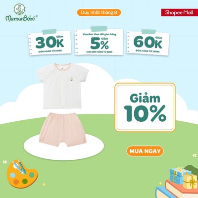 Bộ cộc tay cúc thẳng La Pomme chấm bi khu vườn dâu tây - Sợi Petit Soyeu thoáng mát - Bé gái - 0M - 6M