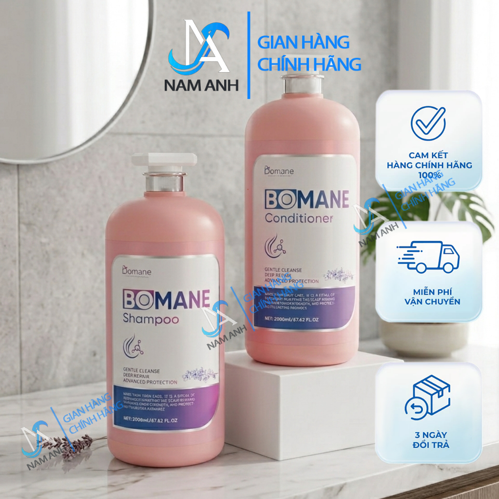 Combo Gội Xả Bomane Plus 2000ML PHỤC HỒI HƯ TỔN . DƯỠNG TÓC SIÊU MƯỢT