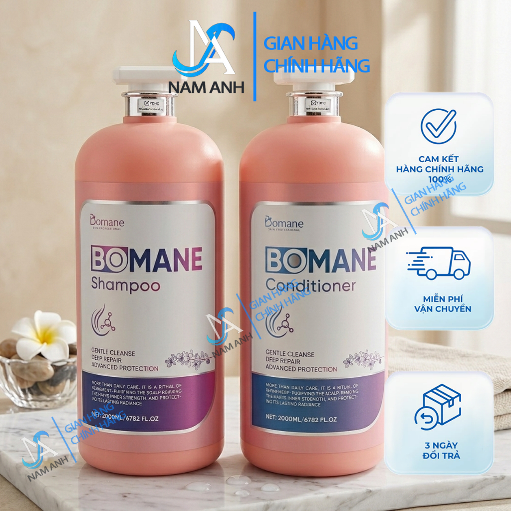 Combo Gội Xả Bomane Plus 2000ML PHỤC HỒI HƯ TỔN , DƯỠNG TÓC SIÊU MƯỢT