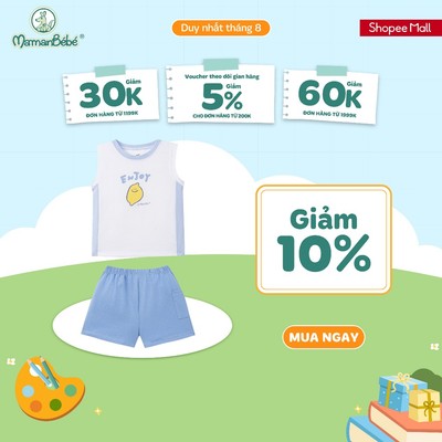 Bộ sát nách La Pomme chanh vàng ngộ nghĩnh - Sợi Natural Cotton thoáng mát - Bé trai - 6M - 5Y