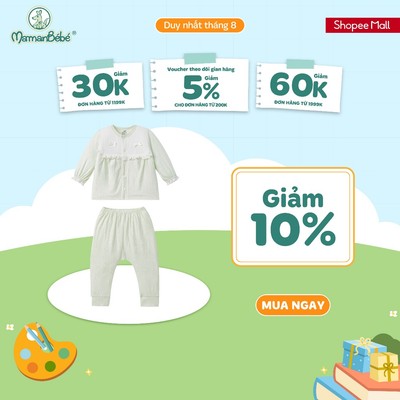 Bộ dài tay cúc thẳng La Pomme họa tiết dệt chìm vườn hoa nhí - Sợi Petit Soyeu thoáng mát - Bé gái - 0M - 6M