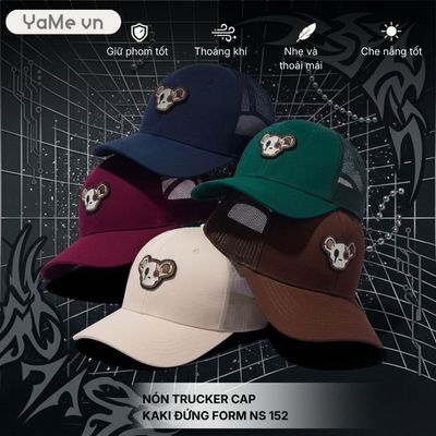 Nón Trucker Cap Kaki Đứng Form NS 152 24024 |YaMe|
