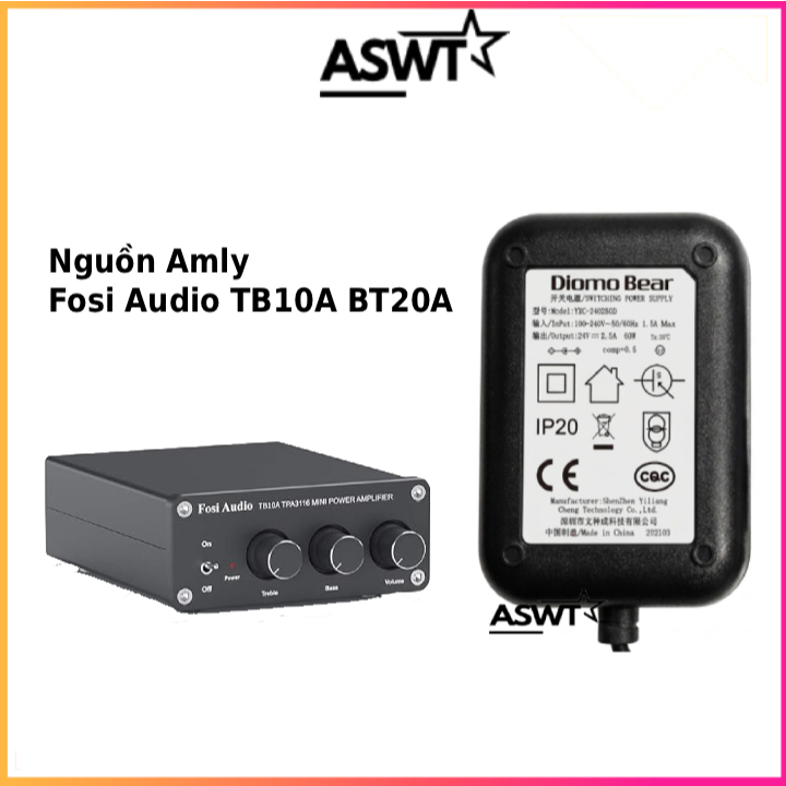 Cục nguồn Amply Fosi Audio TB10A BT20A, bộ nguồn Amply Fosi Audio bảo hành 1 năm
