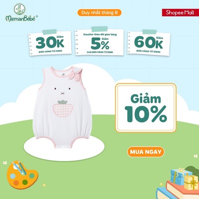 Body sát nách La Pomme thỏ hồng và dâu tây - Sợi Natural Cotton thoáng khí - Bé gái - 3M - 12M