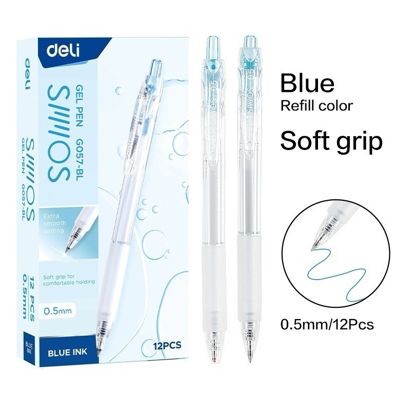 Bút Gel Bấm Deli G057 Êm Trơn, Mực Ra Đều - Ngòi 0.5mm