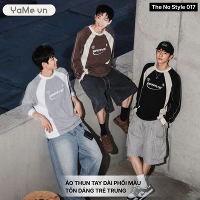 Áo Thun Nam Tay Dài Phối Màu The No Style 017 Dáng Rộng Rãi F4 23484 |YaMe|