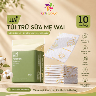 Tấm lót giường hậu sản cho mẹ sau sinh Wai, Miếng lót chống thấm KidsWorld 60*90cm trẻ em thay tã