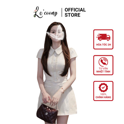 Váy Tiệc Cổ Sen Cao Cấp Tay Con LECOONG V891 Váy Đẹp Đính Cúc Ren Nổi Sang Chảnh