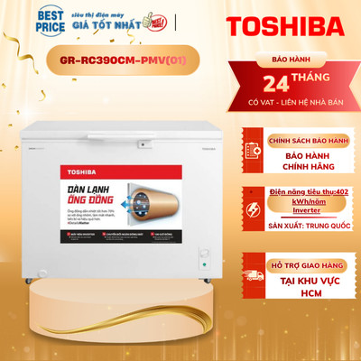 GR-RC390CM-PMV(01) Tủ Đông TOSHIBA 293 lít, Inverter, Dàn Đồng, Đông/Mát 2 Chế Độ, Giữ Lạnh 100H