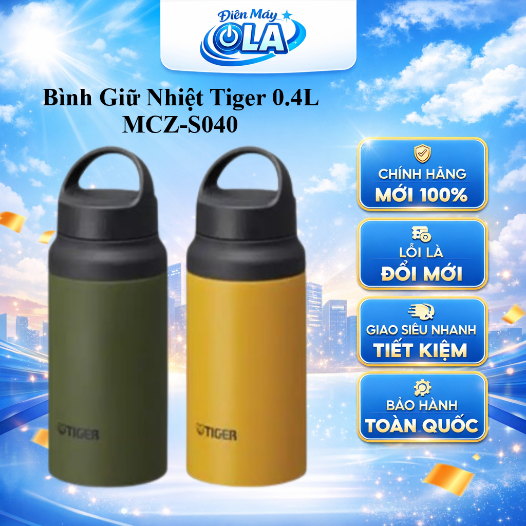 Bình giữ nhiệt Tiger MCZ-S040 0,4L - Xanh riêu (GZV), Vàng (YEV)