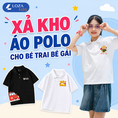 [XẢ KHO LẺ SIZE 110-160] Áo POLO cho bé in hình nhiều mẫu - Áo trẻ em từ 15-42kg - Loza Kids XPL001