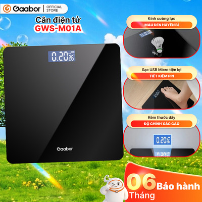 Gaabor Cân sức khỏe điện tử thông minh GWS-M01A màn hình LED tặng kèm thước dây và sạc USB [L]