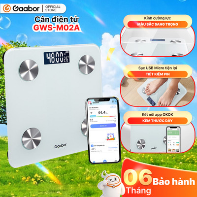 Cân sức khỏe điện tử thông minh Gaabor GWS-M02A phân tích chỉ số cơ thể có app đo cân nặng y tế