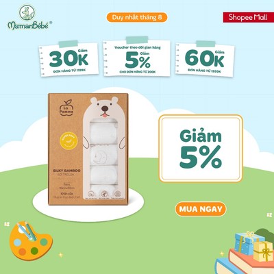K001 Set 5 Khăn sữa sợi tre lụa La Pomme phối màu (30x30cm) - Yêu con trọn 4 mùa