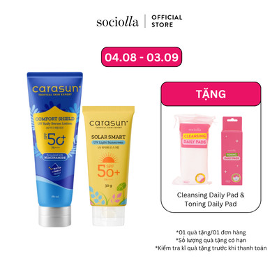 Bộ Kem Chống Nắng Carasun Solar Smart UV Light Sunscreen 30ml & Lotion Chống Nắng Comfort Shield UV Body Serum Lotion