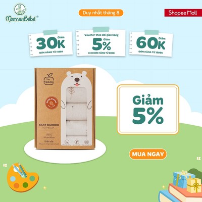 K001 Set 5 khăn sữa sợi tre lụa La Pomme - 30x30cm Hươu