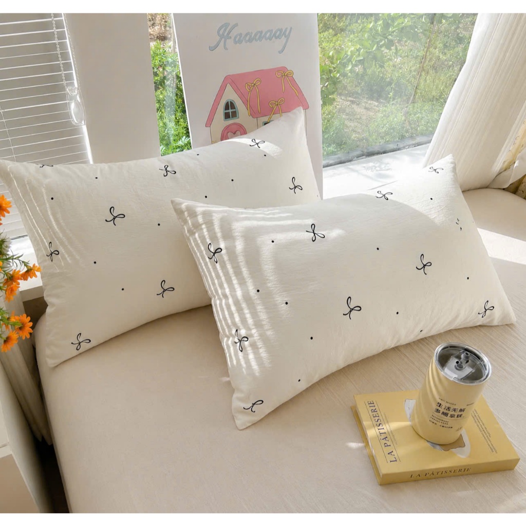 Vỏ gối 50x70cm cotton đũi tơ tre mềm mỏng thấm hút mổ hôi tốt, vỏ gối nằm kích thước 50x70cm