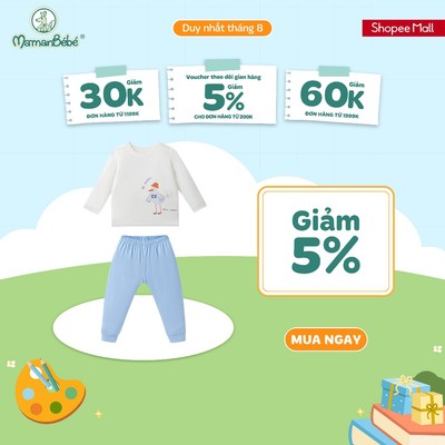 Bộ dài tay La Pomme chú chim tinh nghịch - Sợi Petit Soyeu thoáng mát - Bé trai- 6M - 5Y