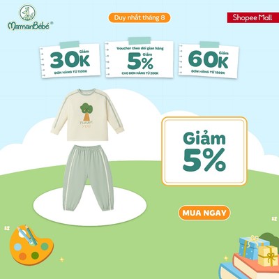 Bộ dài tay La Pomme vườn cây reo mừng nắng mới - Sợi Natural Cotton thoáng mát - Bé trai - 6M - 5Y