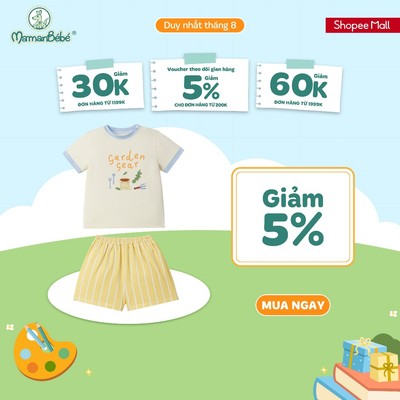 Bộ cộc tay La Pomme vườn hoa quả ngập nắng - Sợi Natural Cotton thoáng mát - Bé trai - 6M - 5Y