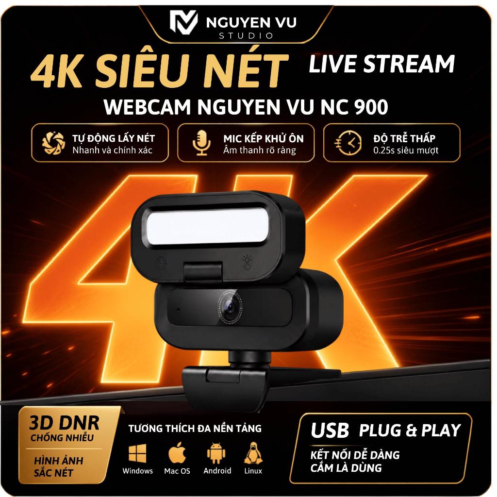 Webcam NC900 Livestream 4K Sắc Nét - Webcam Máy Tính USB - Webcam Họp Online