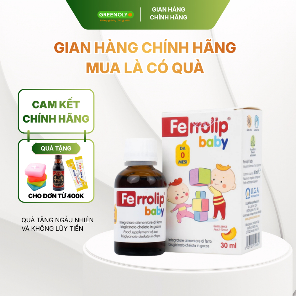 Sắt Ferrolip Baby Bổ Sung Sắt Dự Phòng Không Gây Nóng Cho Trẻ - Hàng Chính Hãng