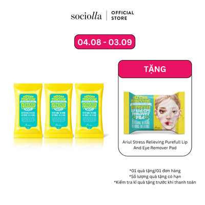 Combo 3 Ariul Stress Relieving Purefull Cleansing Tissue 15 Pcs