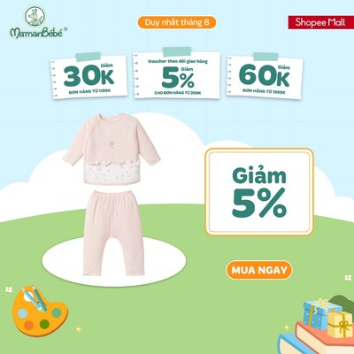 Bộ dài tay cúc lệch La Pomme bèo nhún hoa thơm của mẹ -  Sợi Bamboo thoáng khí - Bé gái - NB - 3M