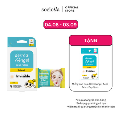 Combo Khăn Tẩy Trang Mắt Môi Ariul & Miếng Dán Mụn DermaAngel Acne Patch Day 12