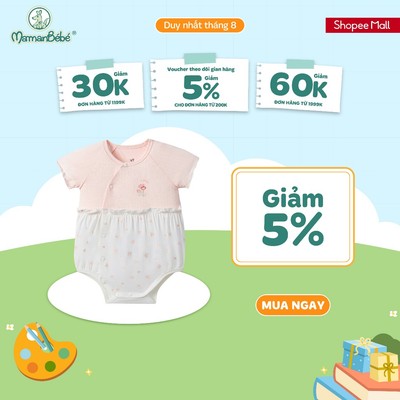 Body cộc tay La Pomme bèo nhún hoa thơm của mẹ -  Sợi Bamboo thoáng khí - Bé gái - 0M - 9M