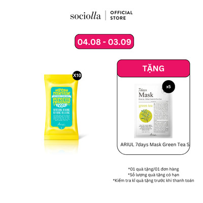 Combo 10 Khăn Giấy Tẩy Trang Ariul Stress Relieving Purefull Cleansing Tissue 15 Pcs