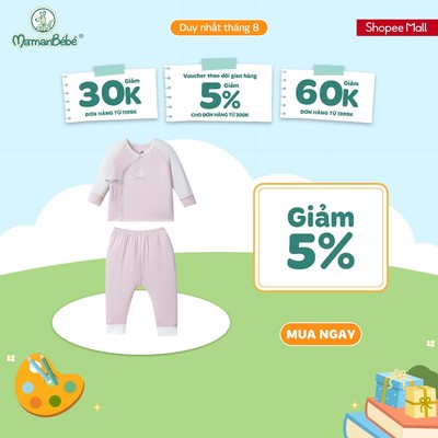 Bộ dài tay cúc lệch La Pomme cừu bông bé bỏng - Sợi Petit Soyeu thoáng mát - Bé trai/gái - NB - 3M