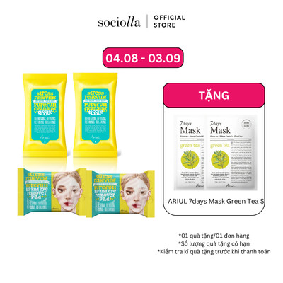 Combo Làm Sạch Toàn Diện Ariul 2 Lip And Eye Remover Pad 30pcs & 2 Cleansing Tissue 15pcs