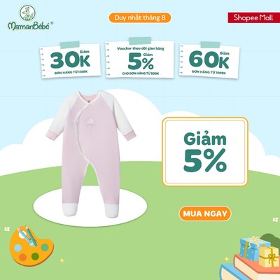 Body dài tay La Pomme liền tất cừu bông bé bỏng - Sợi Petit Soyeu thoáng mát - Bé trai/gái - NB - 3M