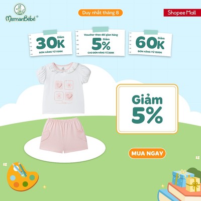 Bộ cộc tay La Pomme tình yêu nho nhỏ -  Sợi Petit Soyeu thoáng mát - Bé gái - 6M - 3Y