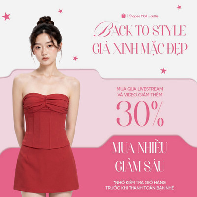 DOTTIE - Áo corset nhún ngực - Đỏ - T1171