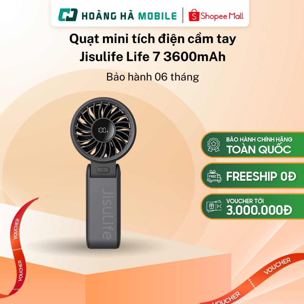 Quạt mini tích điện cầm tay Jisulife Life 7 3600mAh